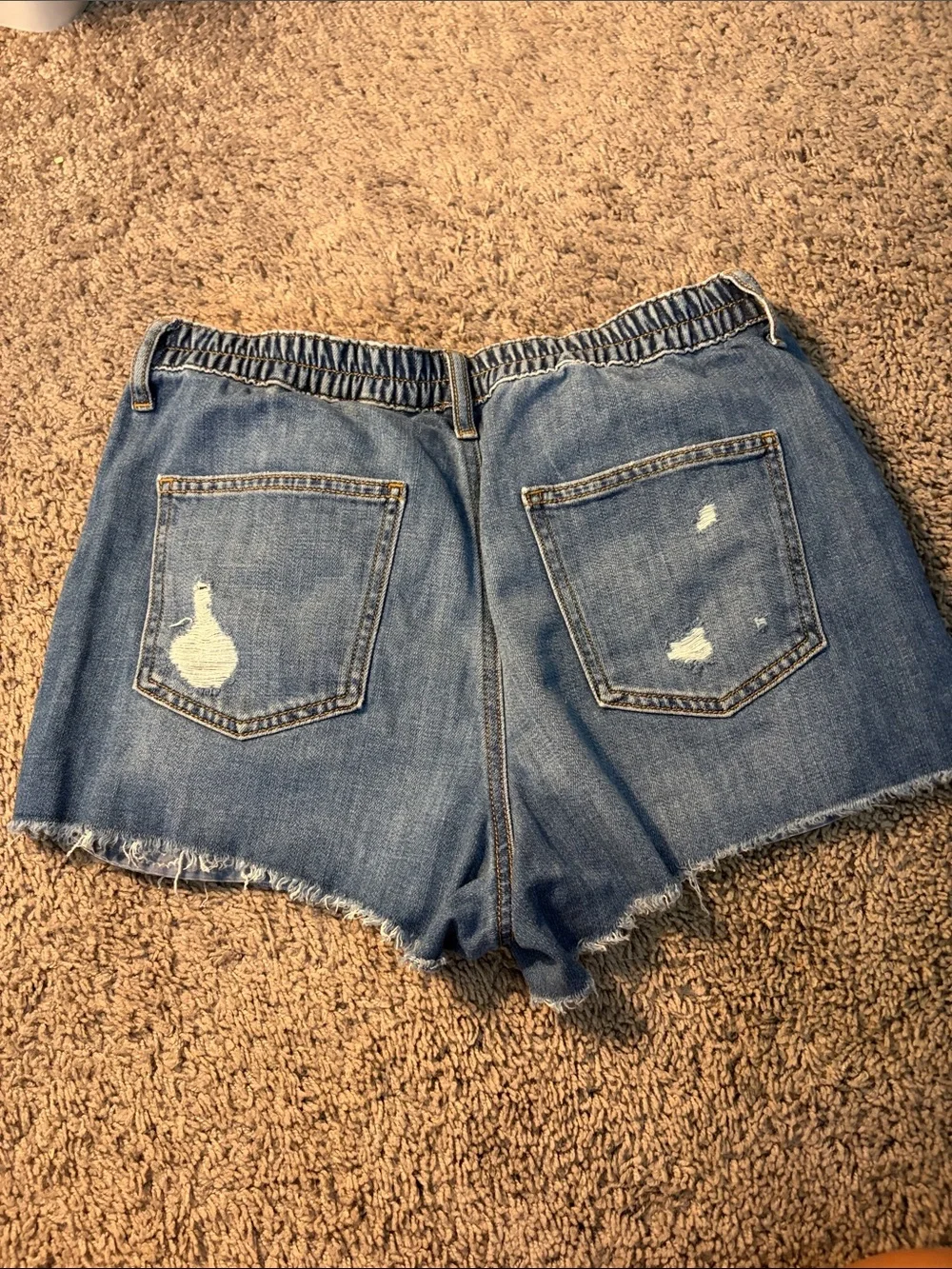 aerie Light Blue Distressed High-Waist Jean Shorts